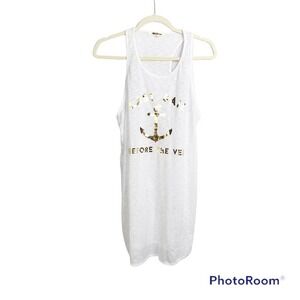 Mikey Swim white anchor print muscle tee bridal cover up size L NWOT